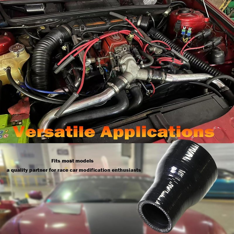 I33T Automotive Silicone Tubing, ID 2.25" to 3" (57mm-76mm) Straight Reducer, 3"(76mm) Leg Length, 3-Ply High Performance Coupler, Universal Automotive Pure Silicone Hose (Black) - Image 3